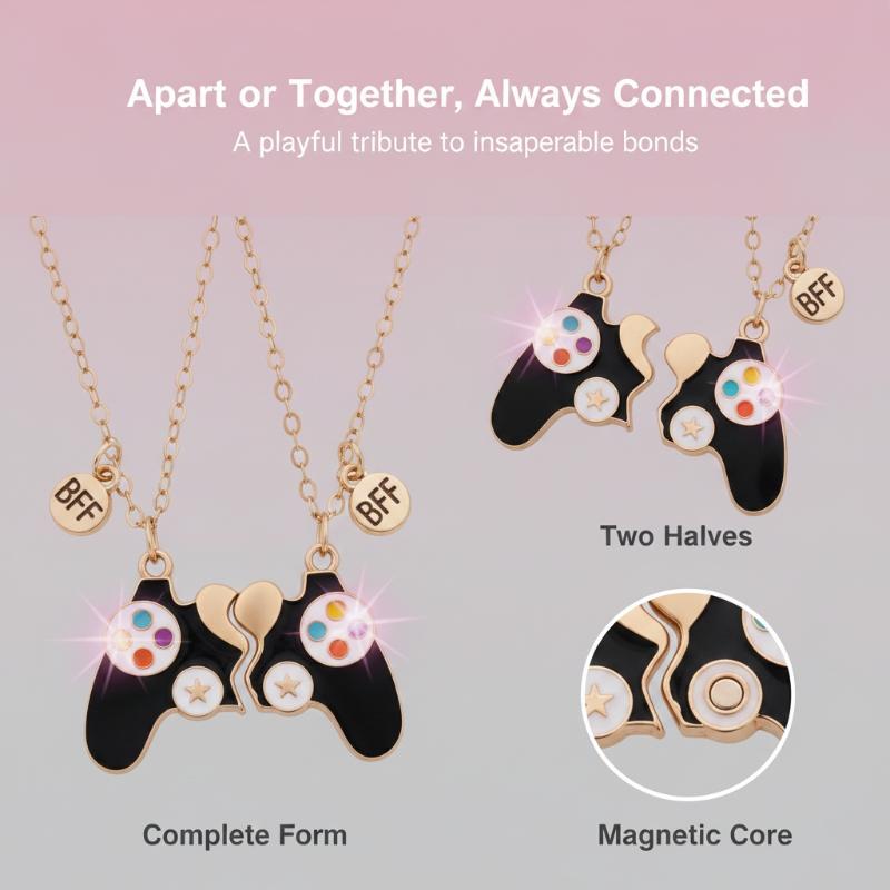 Magnetic Couple Matching Necklaces - 2Pcs Magnetic Game Controller Couple Pendant