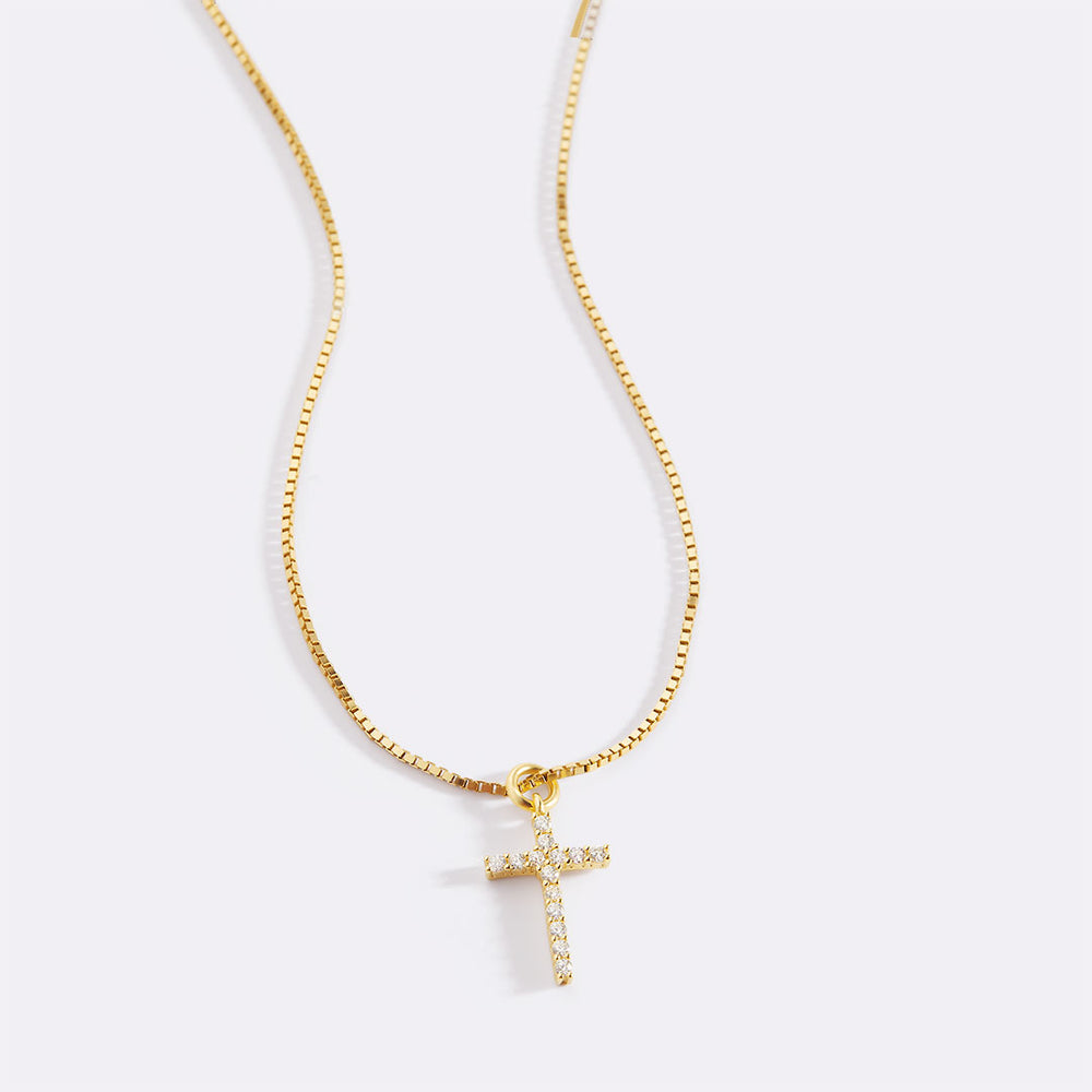 Cross Pendant Necklace Gold - Diamond Pave Cross Necklace Custom 18K