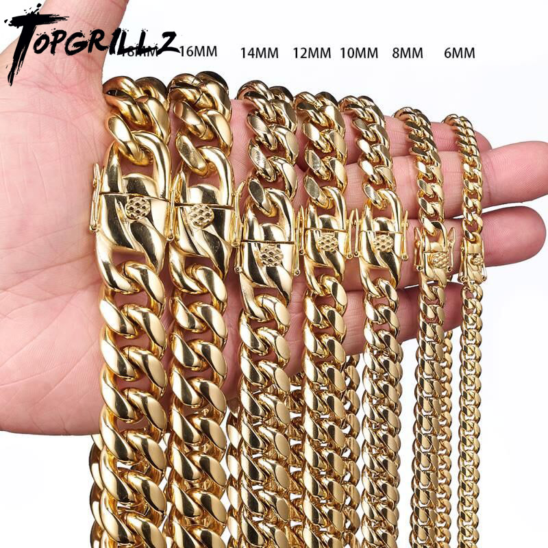 TOPGRILLZ Stainless Steel Gold - Cuban Link Chain 12Mm review and price
