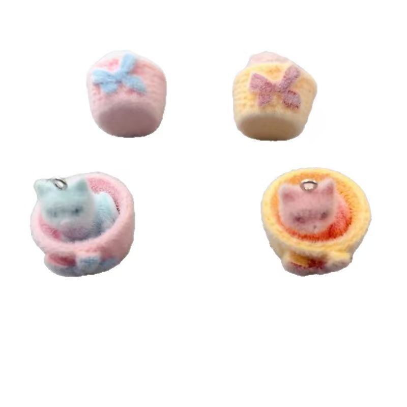 4pcs 3D plush resin cat pendan - Earrings review and price