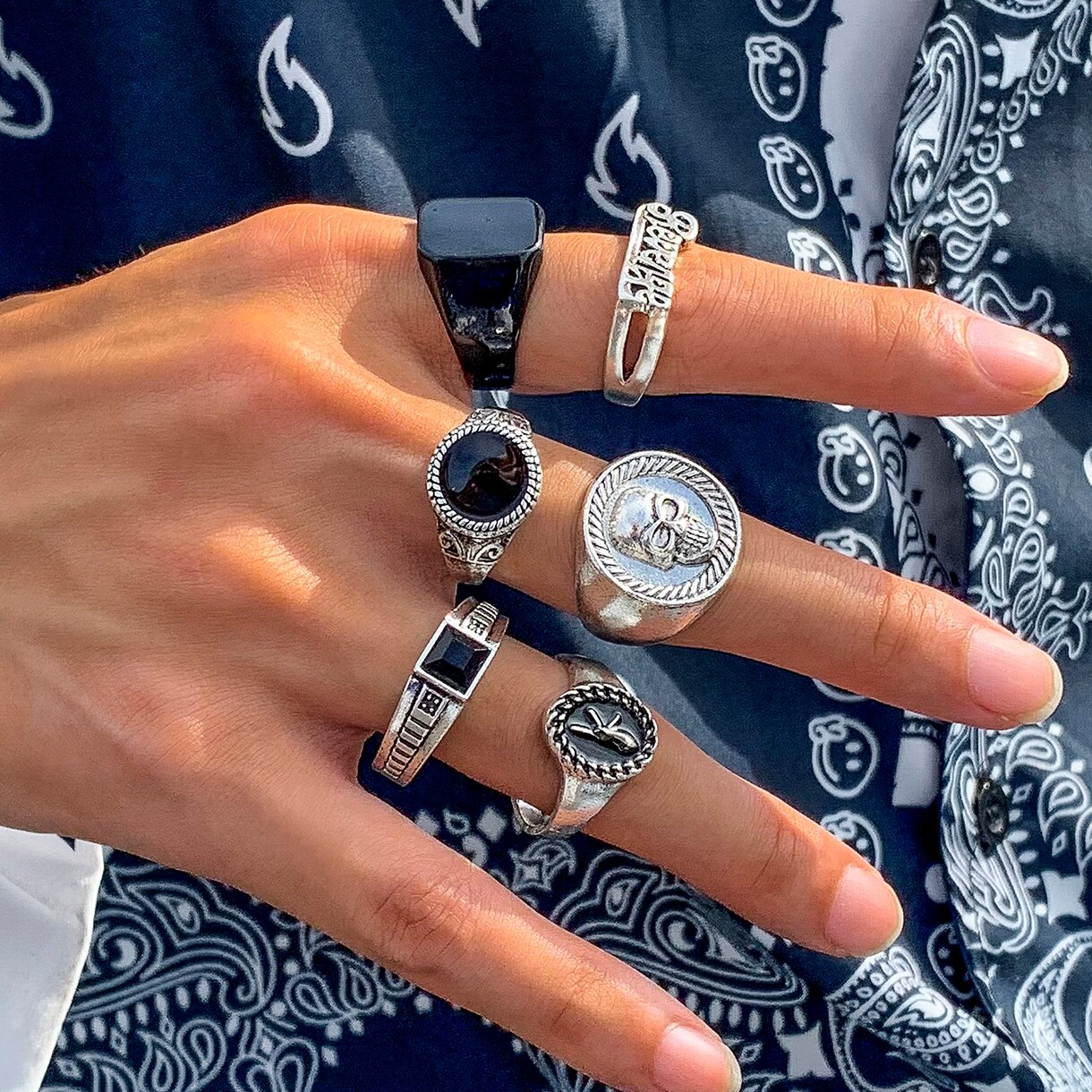 6Pcs/Set Goth Vintage Skeleton - Vintage Punk Knuckle Rings Set review and price
