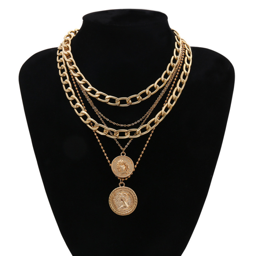 Bohemian Style Portrait Pendan - Layered Pendant Necklace Aesthetic review and price