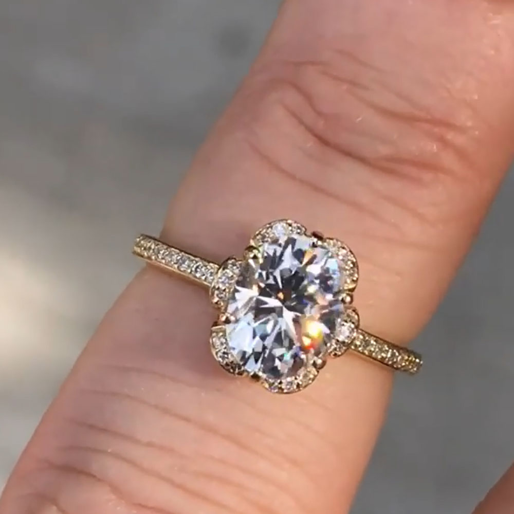 Custom Solid 14K Yellow Gold W - Moissanite Engagement Ring 1 Carat review and price