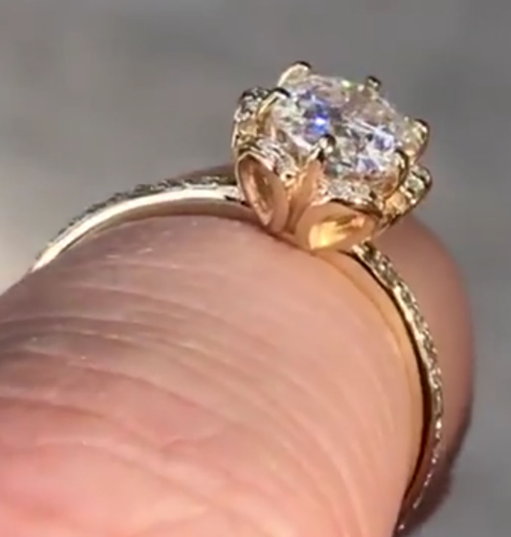Custom Solid 14K Yellow Gold W - Moissanite Engagement Ring 1 Carat review and price