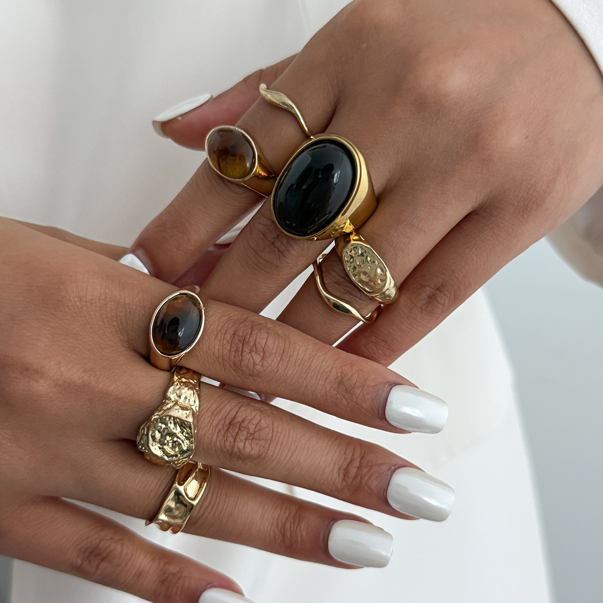 8Pcs/Set Vintage Amber Rhinest - Vintage Punk Knuckle Rings Set review and price