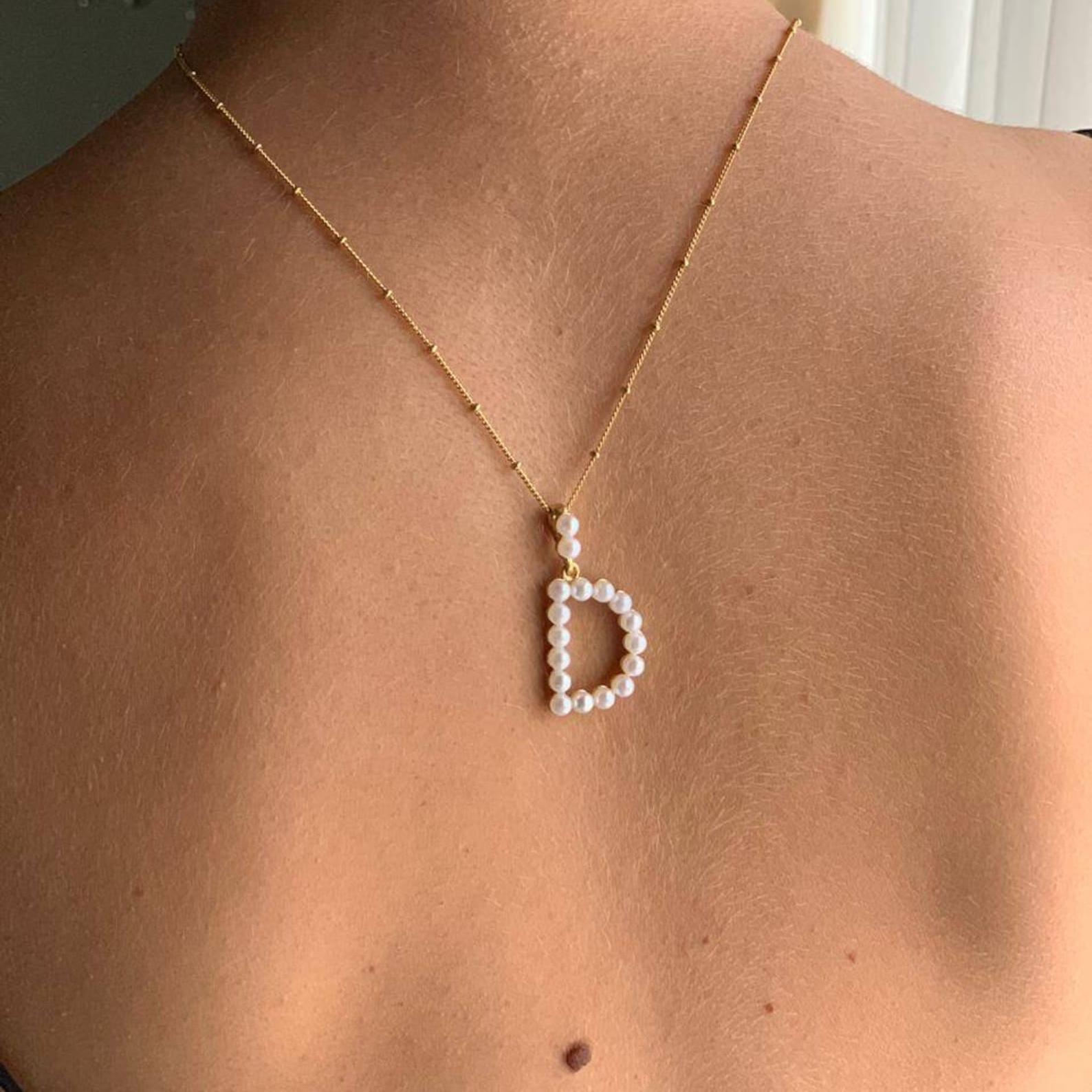 Pearl Initial Layering Pendant - Custom Name Necklace Stainless Steel review and price