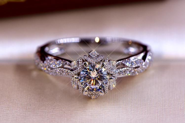 Hollow Flower Star S925 Sterli - Moissanite Engagement Ring 1 Carat review and price