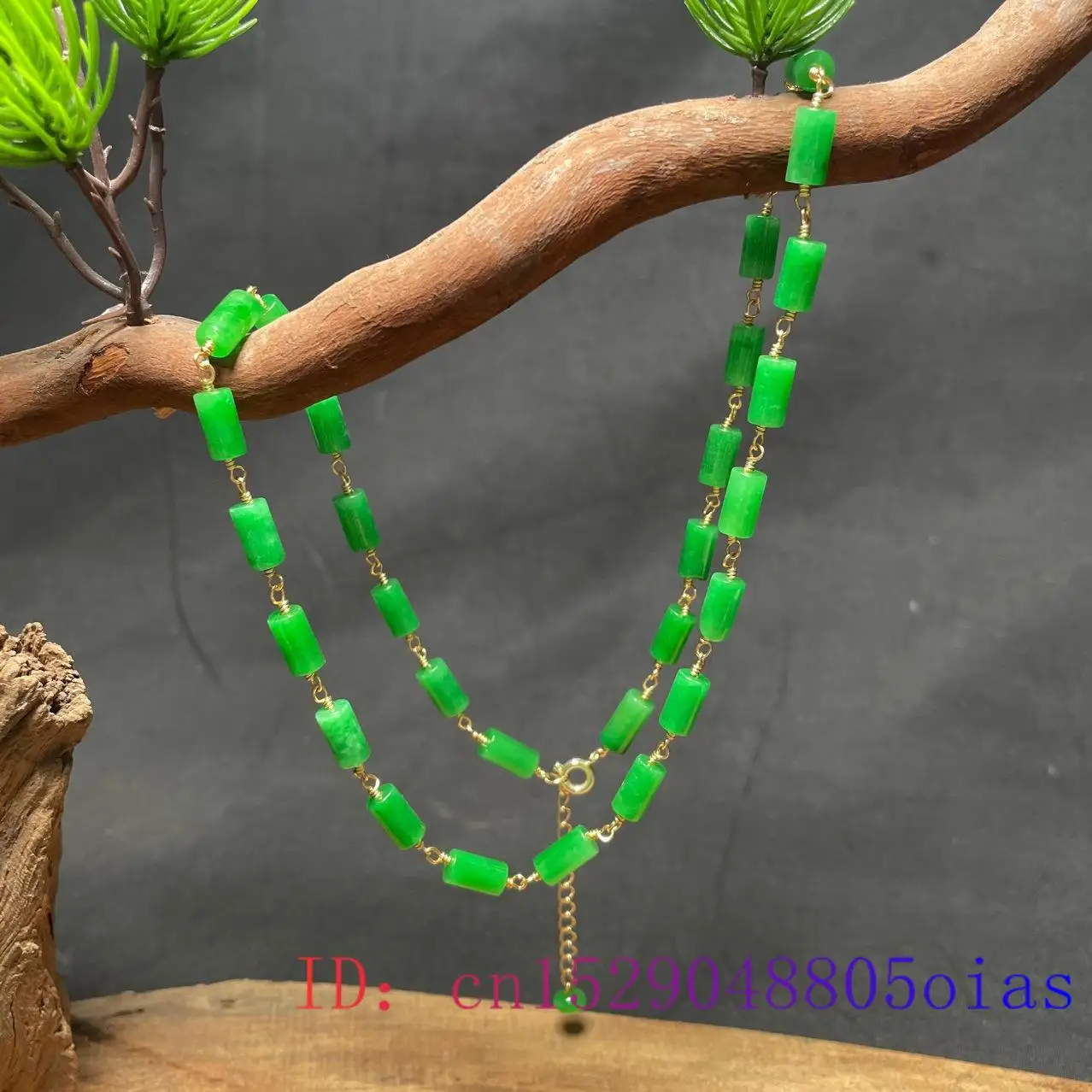 Green Jade Beaded Necklace Vin - Necklaces review and price