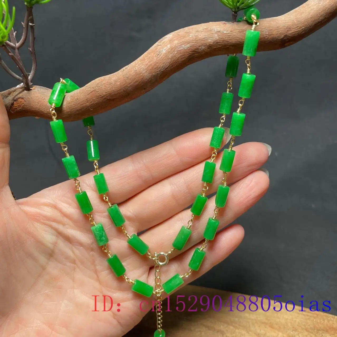Green Jade Beaded Necklace Vin - Necklaces review and price