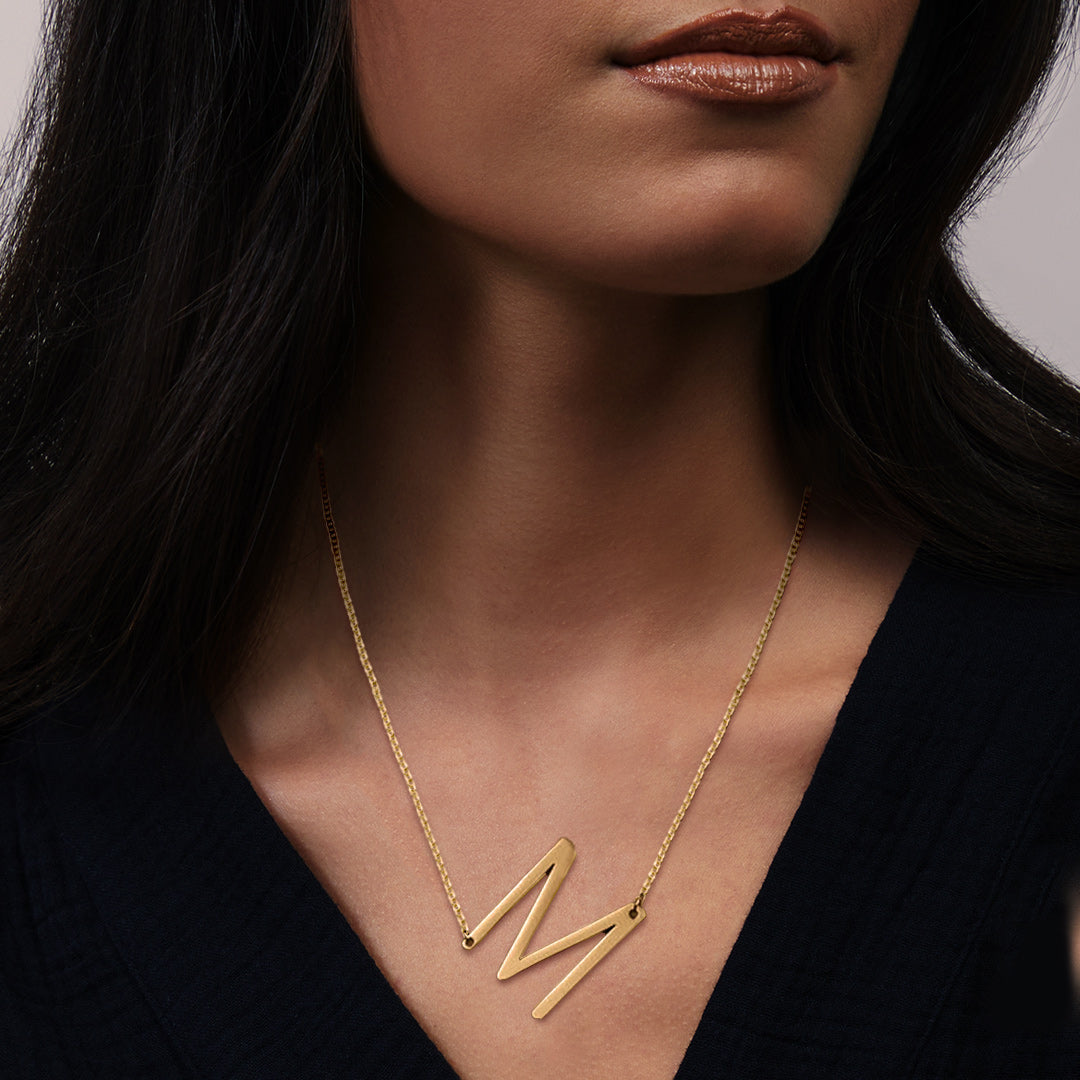 Statement Initial Necklace Per - Initial Letter Necklace 18K Gold review and price
