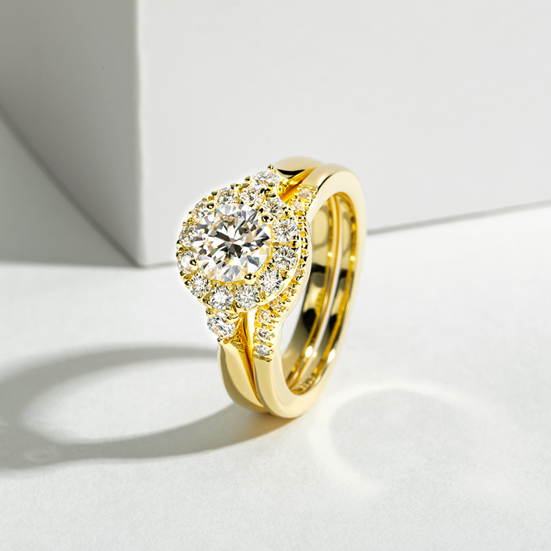 Engagement Gold Color Ring Set - Moissanite Engagement Ring 1 Carat review and price