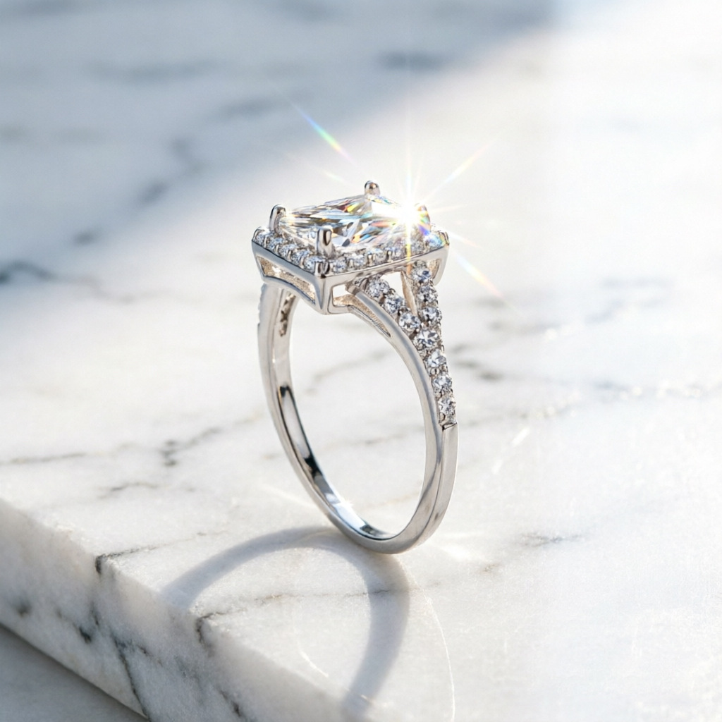Hot selling fashion 100% S925  - Moissanite Engagement Ring 1 Carat review and price