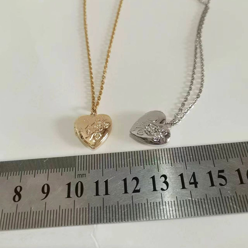 1pc Tiny Heart 14mm Photo Fram - Heart Locket Necklace Photo review and price