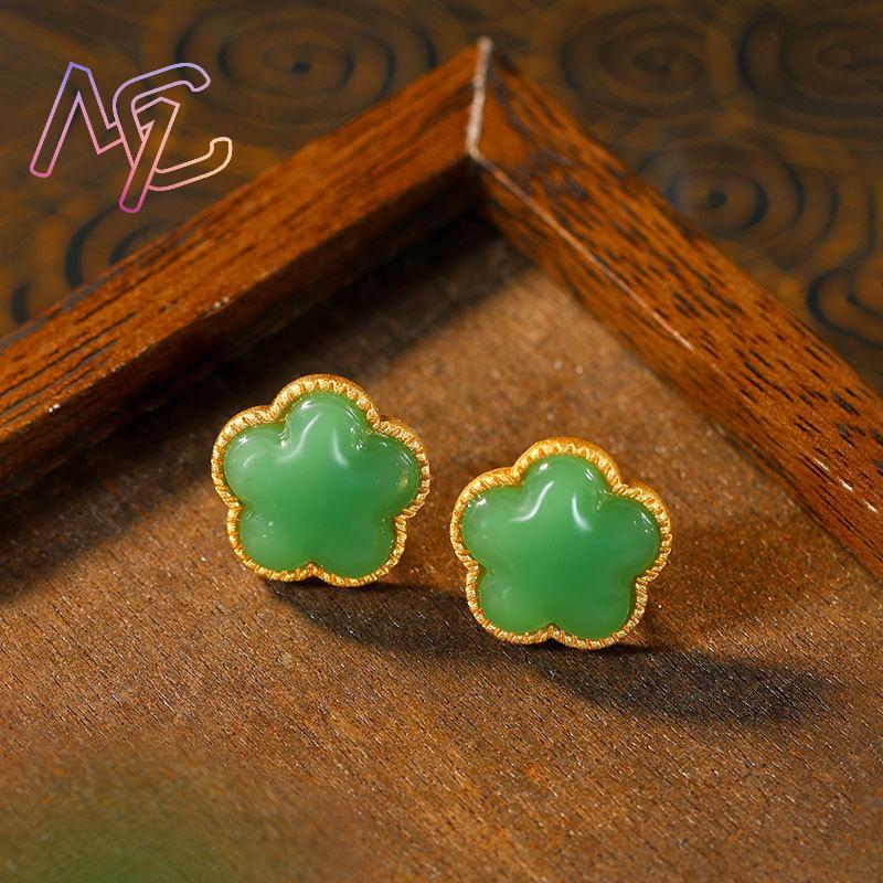 Green Natural Jade Clover Earr - Earrings review and price