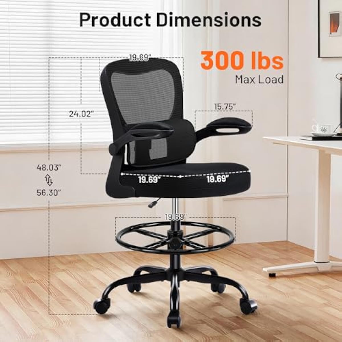 Ergonomic Drafting Chair with  - Rings review and price