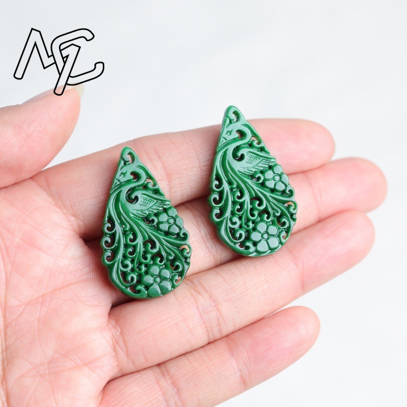 2pc Natural Jade Dry Cyan Doub - Earrings review and price