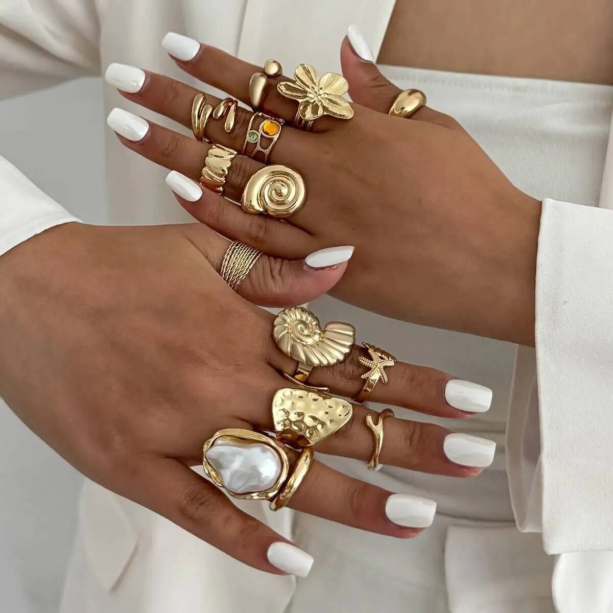 IngeSight.Z 14 Pcs/Set Hip Hop - Vintage Punk Knuckle Rings Set review and price